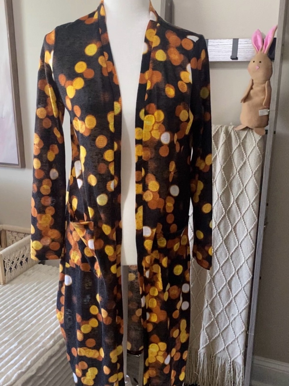 Giuliana Black Long Open Cardigan/ swimsuit cover for‎ evening.